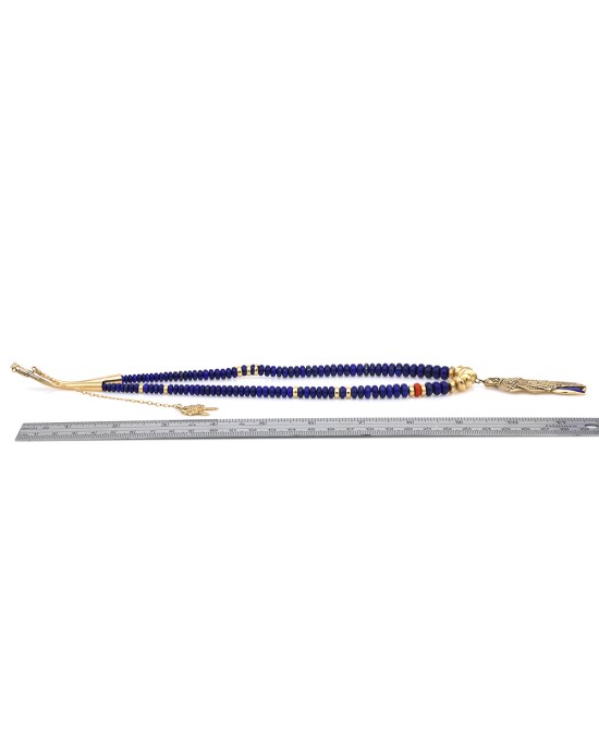 Navajo 14K Yellow Gold Lapis Lazuli Bead Maiden Necklace